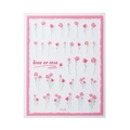 3D pink rose nail art sticker KX329 with floral patterns and love or rose text - Pink Rose Gingham Style (KX329)