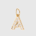 Elegante gouden roestvrijstalen letter A hanger met sprankelende zirkonia stenen - Letter A / Goud