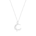 Minimalist S925 sterling silver moon necklace with zircon stones on a white background - 925 Silver / Silver