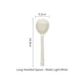 Minimalist long-handle dessert spoon in matte white finish with a practical hanging hole - 16.8cm Twisted Spoon / Wax White