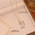Collana dorata in acciaio inox con ciondolo a stella grigia e cristallo in scatola di legno - Stile Stella a Otto Punte(1#)