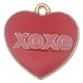 Colgante de corazón rojo XOXO de esmalte con borde de aleación dorada para joyería DIY - 21x21mm / Corazón XOXO Rojo