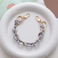 Retro handmade acrylic marble resin chain with golden metal rings and spring clasps - Marble
