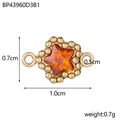 Orange star-shaped stainless steel pendant with gold beaded trim and zircon accents - BP43960D3B1-Orange Star Linker