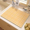 Saugfähige Küchenmatte mit orange-weißem Karomuster für Kaffeemaschinen und Arbeitsplatten - 30*40cm Diatomeenerde / Warmgelber Sonnenschein