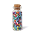 Perline di vetro colorate da 3mm per gioielli fai-da-te in bottiglia con sughero - Multicolore
