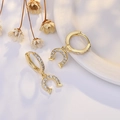 Elegant gold-plated S925 silver hoop earrings with horseshoe charms and zircon accents - Horseshoe (NN383)