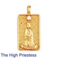 Gold High Priestess tarot pendant in copper with white cubic zirconia inlay - 12. High Priestess