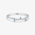 Elegant S925 sterling silver crown ring featuring light blue and white zircon stones - US 6 / Silver Crown Blue Stone