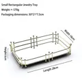 Nordic luxury small rectangular jewelry tray with golden metal frame and mirror base - Beaded Rectangle-Small / Gold