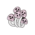 Spilla in smalto con design a fungo teschio rosa e gambo bianco per accessori moda - Gruppo di Funghi Teschio Rosa (CC687)