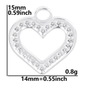 Technical drawing of a 15x14mm heart-shaped stainless steel pendant with dimensions - Steel