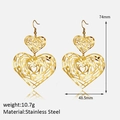 French luxury 14K gold-plated stainless steel double heart hollow hook earrings - 12# Gold Hollow Heart Earrings