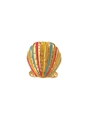 Detailed macro view of gold-plated shell-shaped ring with colorful enamel texture - Colorful Shell (ZJ236)