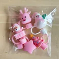 Pink Christmas silicone straw covers set featuring reindeer, snowman, and tree designs - Set
