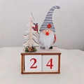 Christmas countdown wooden calendar with Santa gnome pine tree and pine cone ornament - Gray Hat Santa