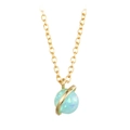 Close-up of golden planet necklace featuring a radiant blue opal stone center - Gold - Blue Opal