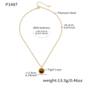 Dettaglio collana con occhio di tigre dorata, misure catena a spirale e del ciondolo - Occhio di Tigre (55cm) / Oro
