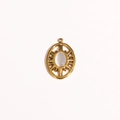 Detailed view of a vintage gold steel sun pendant with opal stone and radiant rays - Starburst Oval Inlaid Clear Gemstone (Style 7)