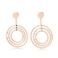 Orecchini geometrici a triplo cerchio in oro rosa per donna in acciaio al titanio - Oro rosa