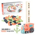Pink electric domino train toy set with colorful blocks and cactus accessory in packaging - 8089-3 Peach Pink