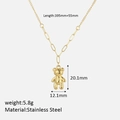 Details zur Edelstahl Bären-Halskette in Gold mit Maßangaben und Materialeigenschaften - 18K Gold