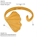 Detailed dimensions of the golden ginkgo leaf stainless steel ring with 18k gold plating - Ginkgo Leaf Style (SR427G)