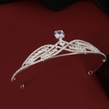 Elegant silver alloy tiara with sparkling crystal rhinestones and wing design - Style HG-083