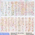 Set di 20 lunghi adesivi in PET blu impermeabili con simpatici disegni a fumetti - 20 Strisce (1000+ Motivi) / Blu