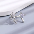Silver star-shaped open ring featuring three sparkling zircons in a stylish design - Silver Triple Star Zirconia Ring (8231)