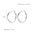 Silver twisted C-shape stainless steel hoop earrings for women in 30mm diameter - Stainless Steel / Diameter 30MM / Silver Pair