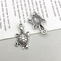 Antique silver sea turtle alloy pendants showing textured front and hollow back - 1Pc Antique Silver Turtle 12*23mm
