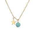 Goldene Edelstahlkette mit blauem Naturstein-Anhänger und kleinem Sternenanhänger - 10mm / Gold Blau Türkis