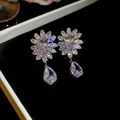 No.51 Silver Flower Pear Earrings