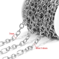 DIY silver stainless steel curb chain with 7mm rings and 1.4mm wire thickness - Steel Color (1.4mm Wire 7mm Wide 3:1 Threaded Cross Chain)