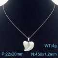Collar corazón de acero inoxidable plateado 18K con colgante 22x20mm y cadena 450mm - Color Acero (KN287390-KFC)