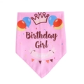 Bandana rosa Birthday Girl per animali con corona dorata e palloncini su sfondo bianco - Palloncino Rosa