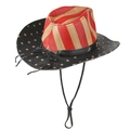 Atmungsaktiver Western-Strohhut im US-Flaggen-Design mit Streifen und Sternenmuster - Blassrote Streifen Krone Mit Schwarzen Sternen