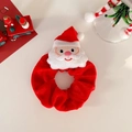 Coletero festivo de terciopelo rojo con cabeza de Papá Noel de peluche para Navidad - Coletero Papá Noel Grande