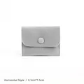Gray velvet jewelry pouch in horizontal style with snap button 9.5x7.5cm - 横版款(9.5cm*7.5cm) / Light Gray