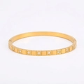 Luxury 18k gold plated bangle with square module design and cubic zirconia inlays - White Zirconia Gold Style (NB-B6054-G)
