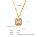 Collana in acciaio al titanio dorato con pendente quadrato in cristallo e zirconi - Collana Catena Sottile Pendente Quadrato (P1525)