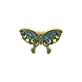 Dettaglio di spilla vintage a farfalla in smalto con fasi lunari e finiture in metallo oro - Stile Farfalla Fase Lunare Verde Scuro (XZ4063)