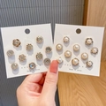 Set of 10 gold finish pearl and rhinestone safety pins for shirt neckline fix - Style 11 - Rhinestone & Mixed Pearl 20 Pcs Set