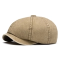 Vintage-khakifarbene Schirmmütze aus gewaschener Baumwolle im Retro-Look und Panel-Design - Verstellbar / Khaki