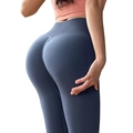 Dunkelblaue Scrunch-Butt-Yogahose mit hoher Taille für Fitness und Krafttraining - S / Unterteile / Graublau