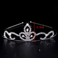 Silver bridal tiara for women and children with rhinestones and 3.2cm crown height - Heart Curve Style (FG002)