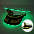 Green LED glowing captain hat with gold embroidery and crown anchor badge for parties - Captain Hat-Deep Green Light