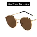 Occhiali da sole rotondi vintage con montatura dorata e lenti color tè stile retrò - Montatura Oro Lente Tè