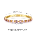 Gold tennis bracelet with rectangular pink zircon stones and size specifications - 18K Gold